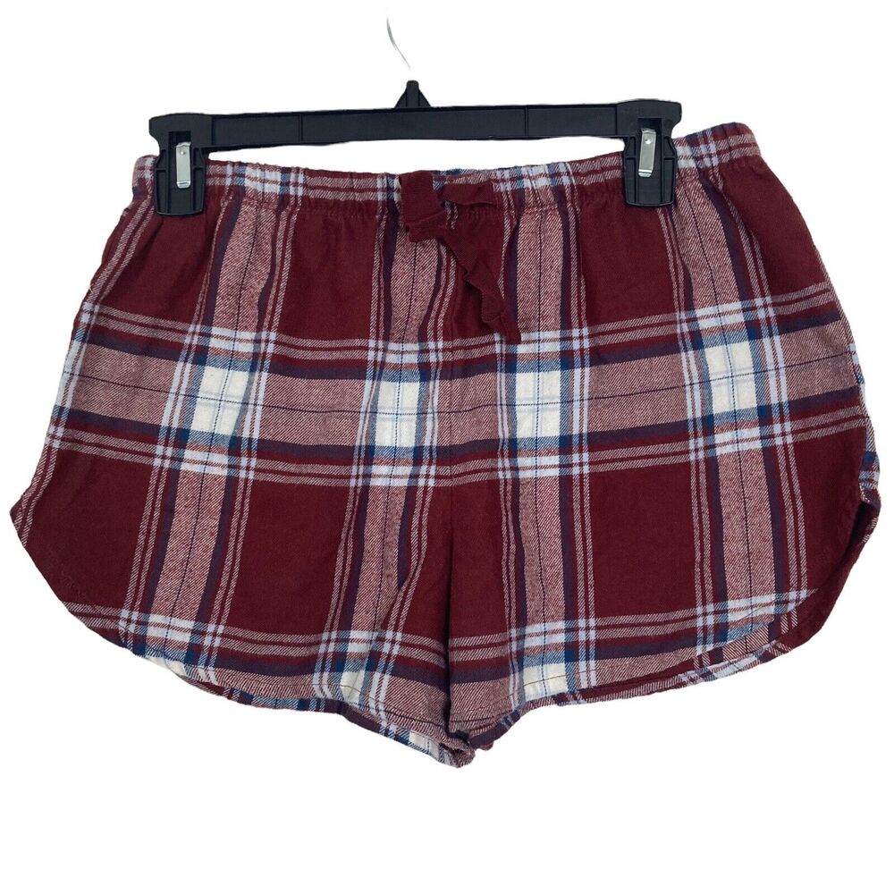 BP Shorts Womens XS Plaid Burgundy White